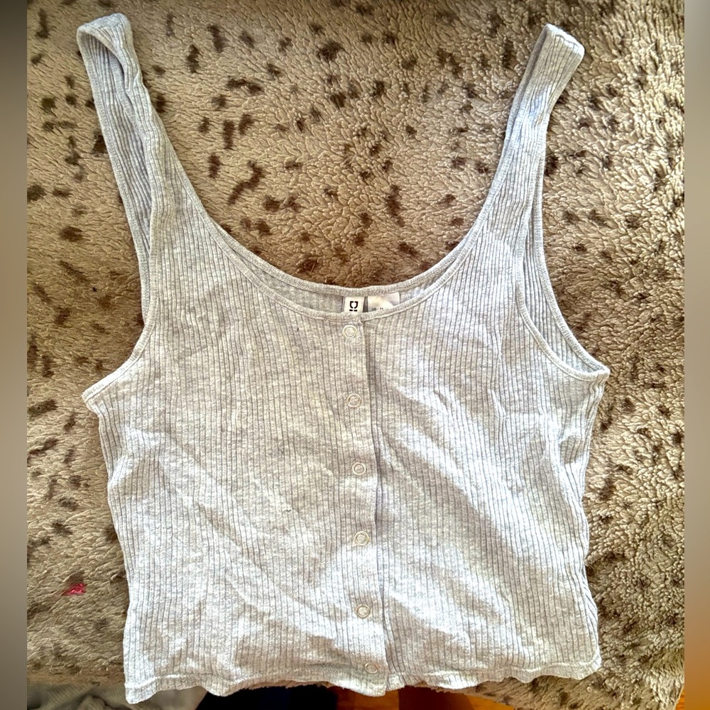 Gray button Tank Top